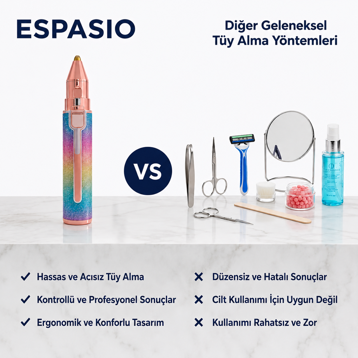 Espasio | 2'si 1 Arada Hassas Yüz Epilatörü